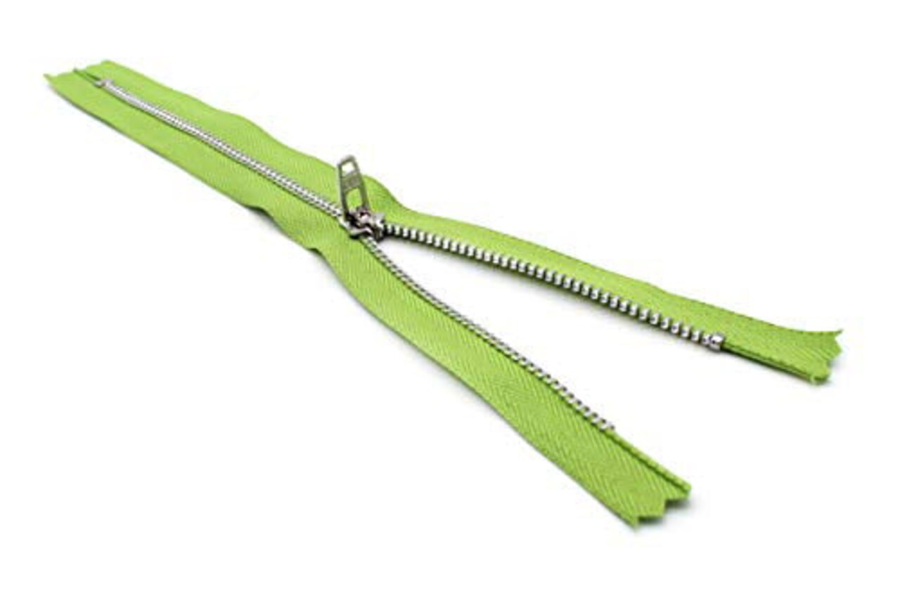 #4.5 Aluminum Pants/Jeans Rail Grey Medium Weight YKK Zipper - Color Peridot Green #827 - Made in The United States (1 Zipper Per Pack) (4" Inches)